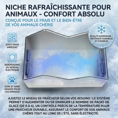 poches de froid réutilisables incluses avec la niche rafraîchissante chat