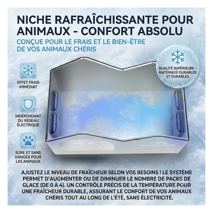 poches de froid réutilisables incluses avec la niche rafraîchissante chat