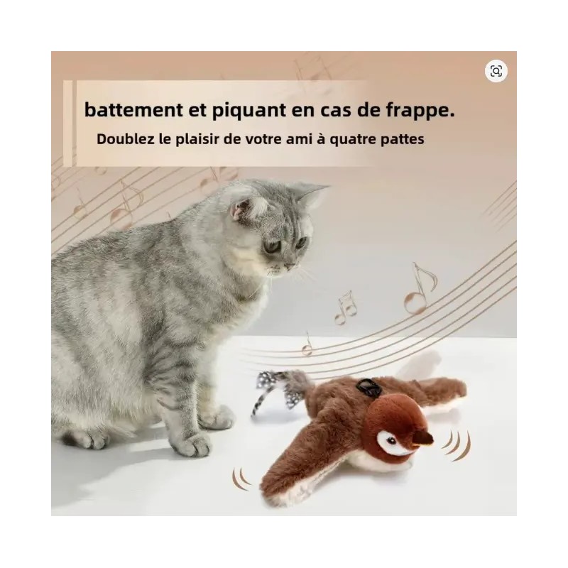 Chat jouant avec son oiseau interactif - Accessoire de jeu autonome