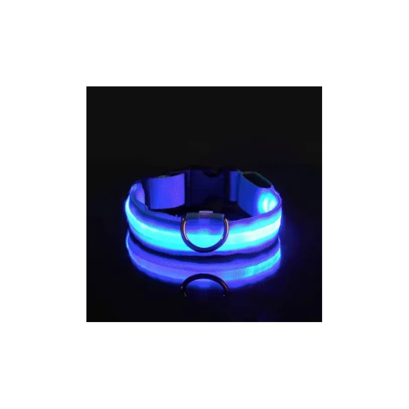 Collier de sécurité LED bleu pour animal de compagnie - Nylon résistant
