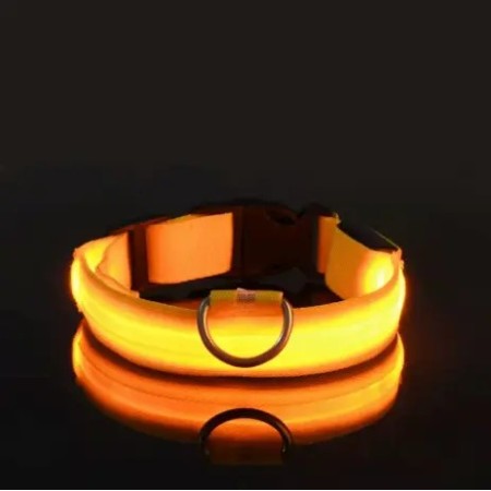 Collier réfléchissant et lumineux jaune pour chien - Accessoire de sécurité