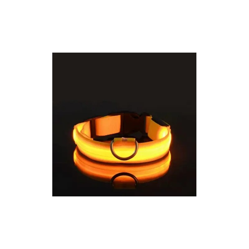 Collier réfléchissant et lumineux jaune pour chien - Accessoire de sécurité