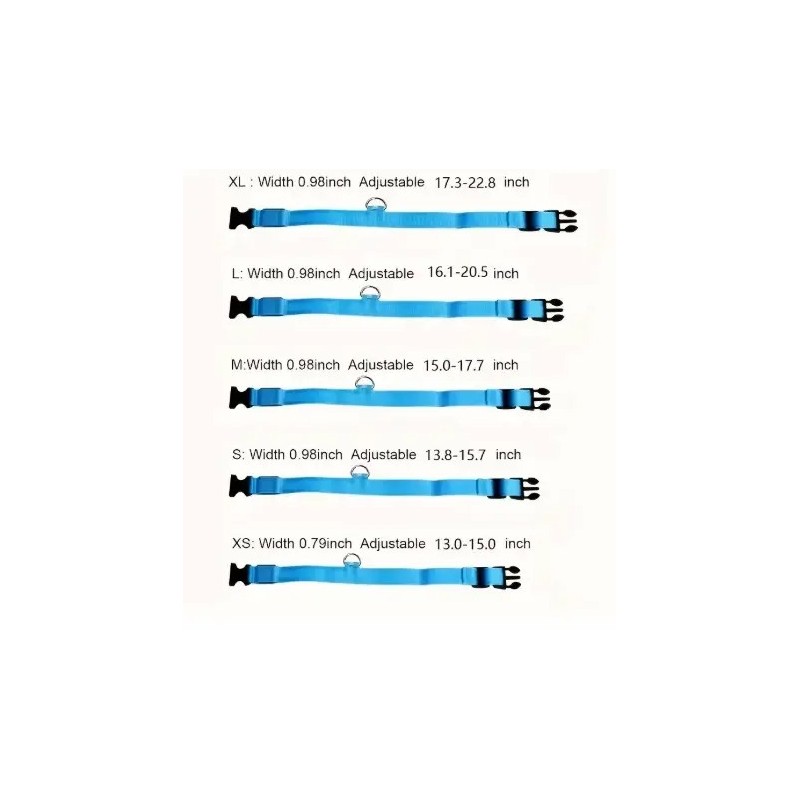 Guide des tailles pour collier lumineux LED - Du S au XL pour toutes races