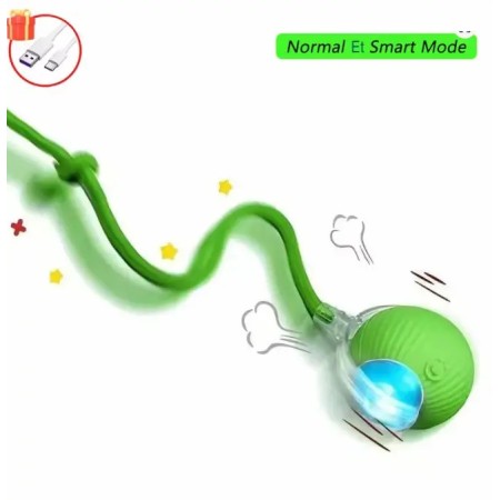 Balle bondissante interactive verte pour chat - Trajectoire aléatoire stimulante