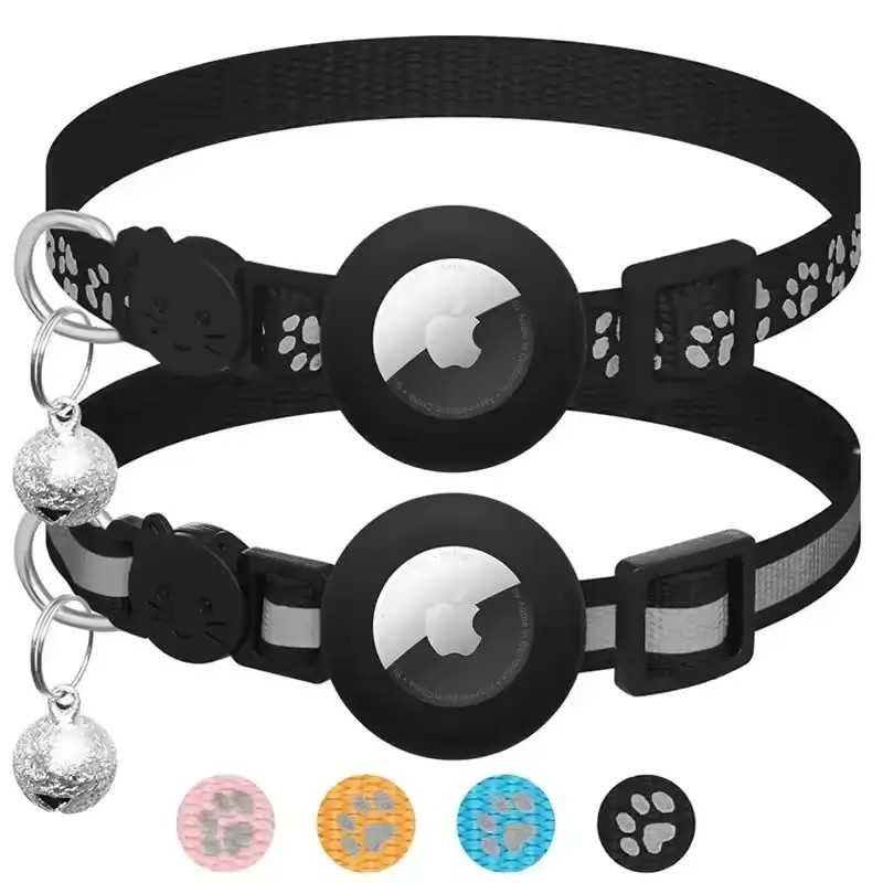 Différents coloris de colliers de sécurité pour chat avec support traceur GPS