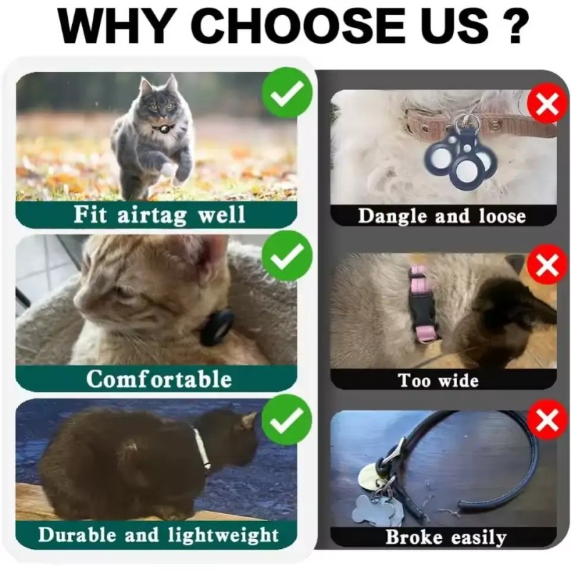 Comparatif collier chat GPS AirTag : boucle craquable , protection anti-étranglement et confort longue durée
