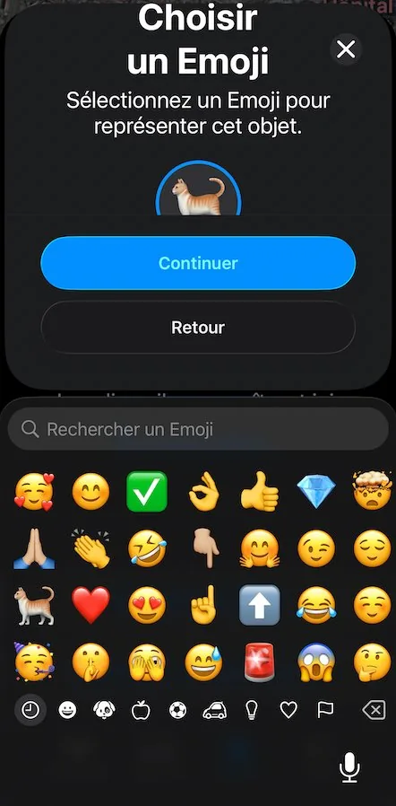 Collier GPS chat moji chat pour identifier le traceur dans l'application Localiser d'Apple